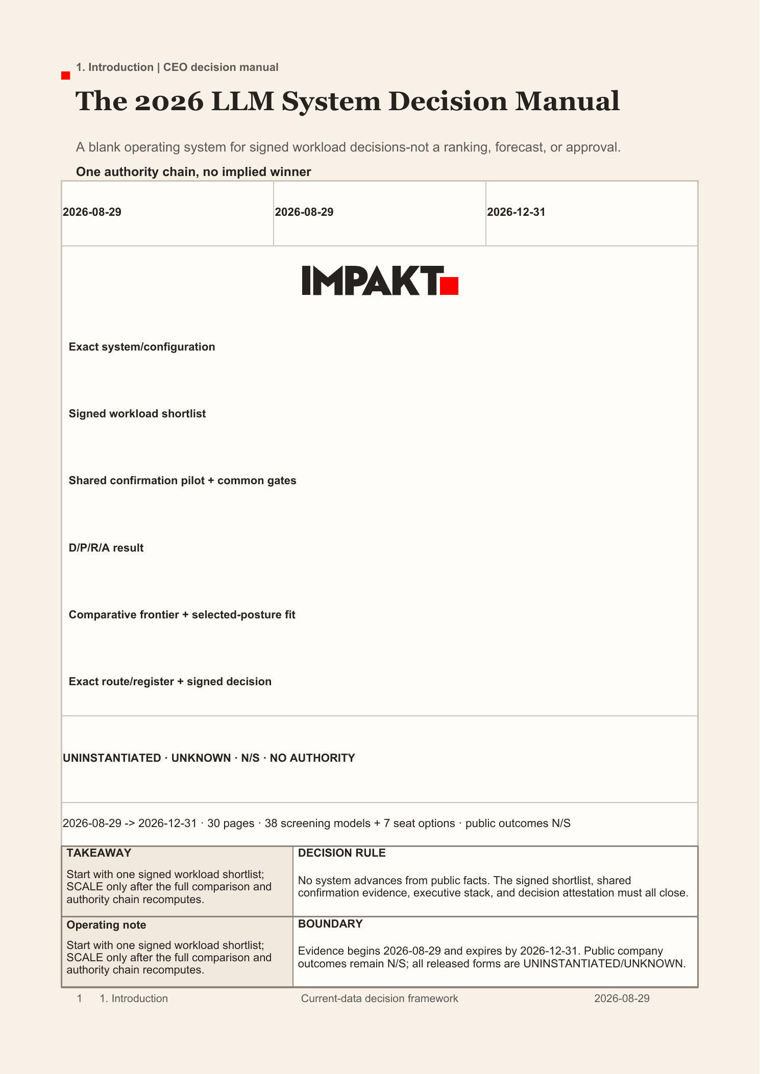 Cover of The 2026 LLM System Decision Manual